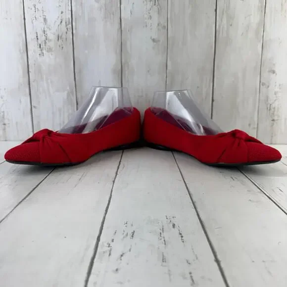 Vivaia Ruby Red Bibi Almond-Toe Knotted Flats Adorable Knot Style Size 38/7-7.5 - Picture 5 of 13